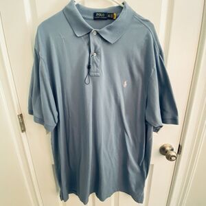 Ralph Lauren Polo Shirt Mens 2XLT XXL Solid Light Blue Golf Cotton NWOT